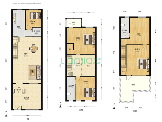 桃园别墅 4室1厅3卫 184平方