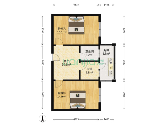 群英路14号院 2室1厅1卫 64平方