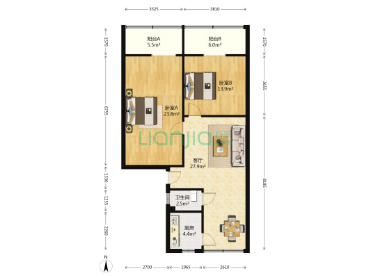 煤建大院 2室1厅1卫 89平方