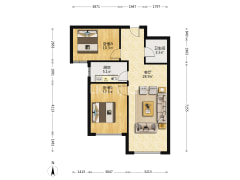 K2狮子城南区 2室1厅 南-涿州K2狮子城南区户型图