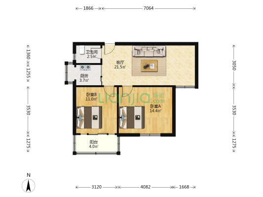 新兴街小赵寨村 2室1厅1卫 69平方