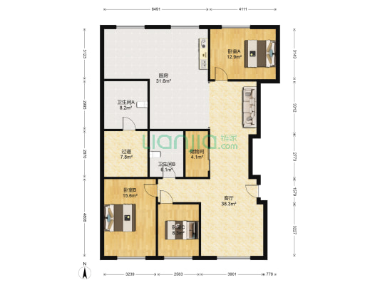 富顿公馆 3室1厅2卫 143平方