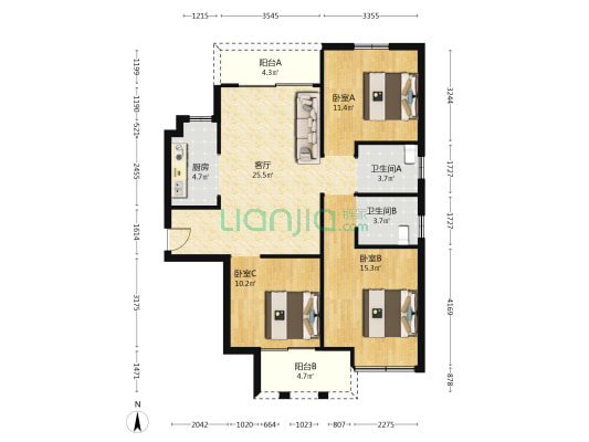 文景学府 3室1厅2卫 114平方