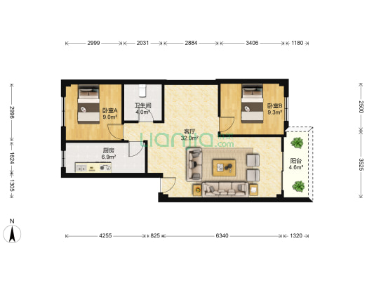 大唐世家一期 2室1厅1卫 79平方