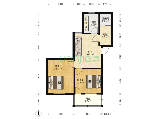 元和新村六区 2室1厅1卫 67平方