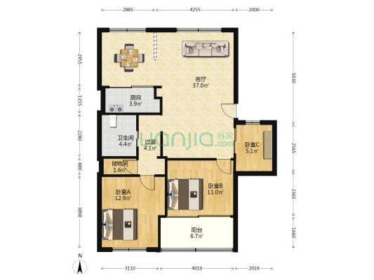 棉织小区 3室1厅1卫 101平方