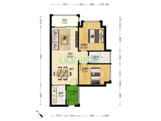 奥园香海美景 2室1厅1卫 72平方