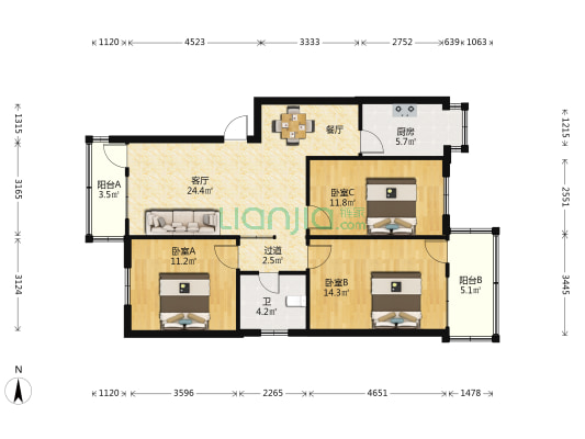 省委党校家属院 3室1厅1卫 99平方