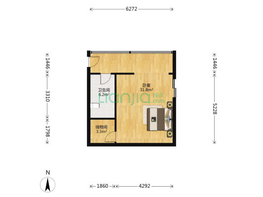 省工法家属院（耿家庄） 1室0厅1卫 64平方