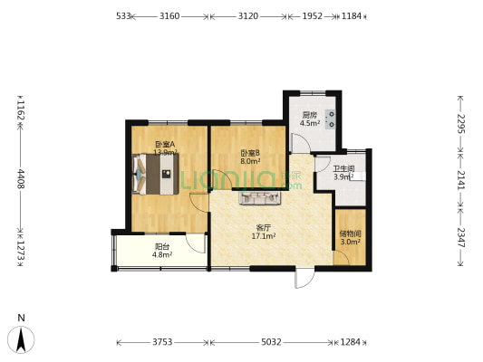 鹤池苑住宅小区东区 2室1厅1卫 65平方