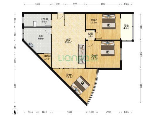 兴华南街60号 3室1厅1卫 109平方