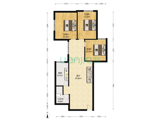 大黄路中交二航局家属院 3室1厅1卫 94平方