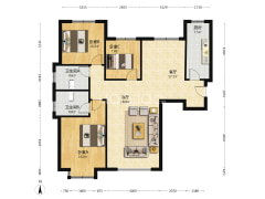 涿州东站鸿坤理想湾 南北通透三居双卫 好楼层采光好-涿州鸿坤理想湾南区户型图