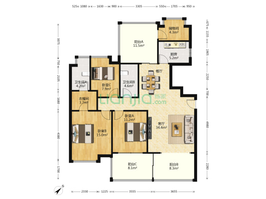 荟雅名苑 3室1厅2卫 146平方