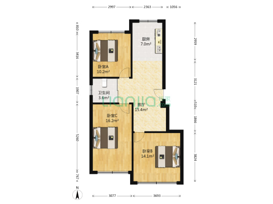 凤凰雅居 3室1厅1卫 95平方