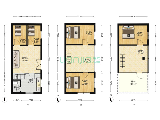 民建一街93号 5室3厅1卫 111平方