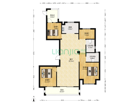 祥生铂悦湾 4室1厅2卫 140平方