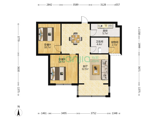 和美佳苑 2室1厅1卫 95平方