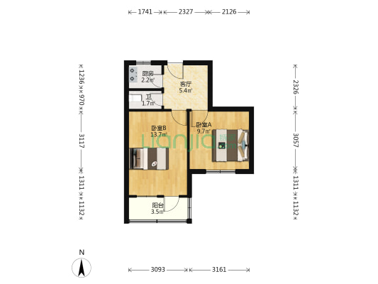 文昌后西街 2室1厅1卫 43平方