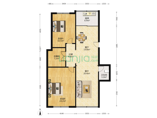经十一路36号 2室2厅1卫 127平方