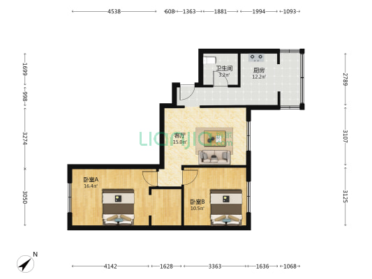 红楼 2室1厅1卫 73平方