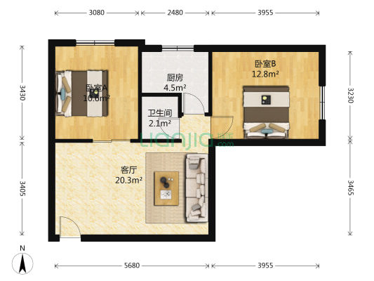 科园公寓 2室1厅1卫 70平方