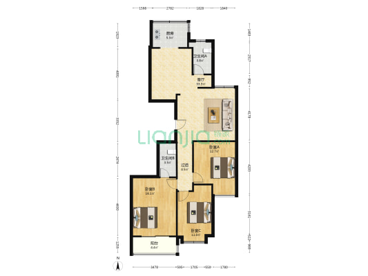 翔云大厦 3室1厅2卫 138平方
