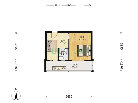 站北西横街65号院 1室1厅1卫 33平方