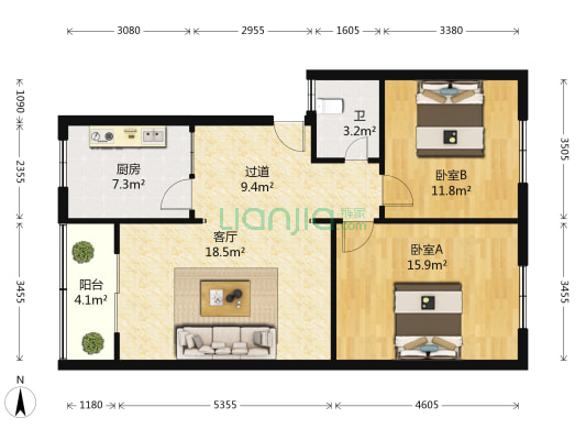 西环路南段9号 2室1厅1卫 76平方