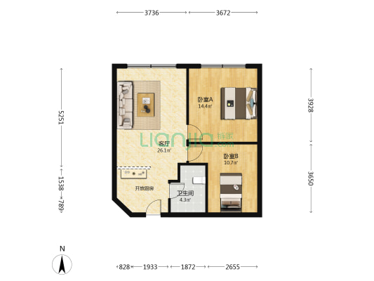 仙霞里 2室1厅1卫 77平方