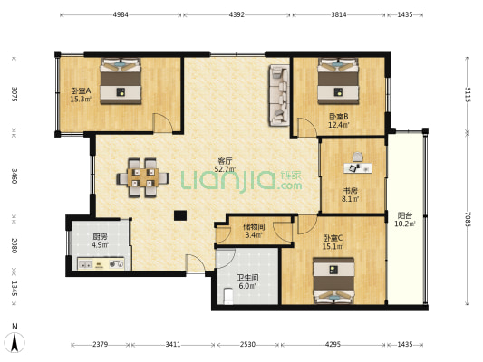 前州花园 4室1厅1卫 158平方