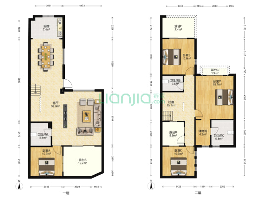 金色溪谷 4室1厅3卫 320平方