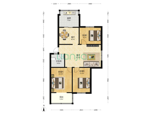 省气象局家属院 3室2厅1卫 99平方