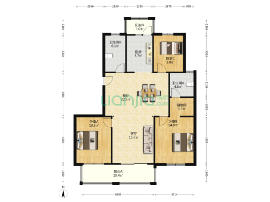 和润花苑 3室2厅2卫 148平方