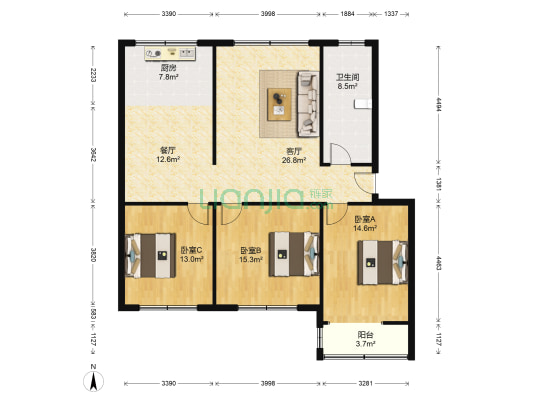 北西五路36号院 3室2厅1卫 131平方