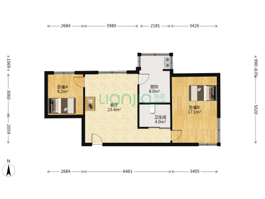 盛嘉新城 2室1厅1卫 83平方