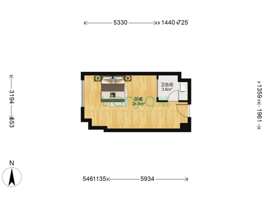 泰华金泰广场 1室0厅1卫 46平方