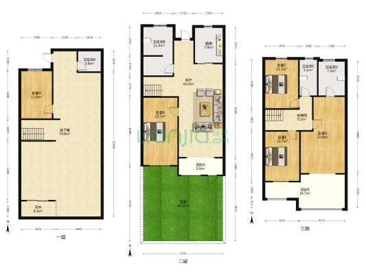 清月湾一楼带院--192平方--老证-高品质住房-户型图