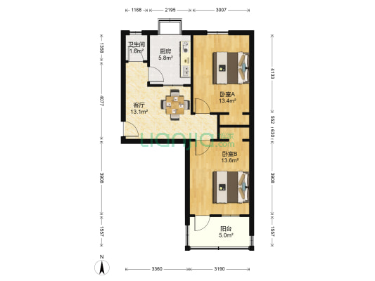 东郊公司宿舍 2室1厅1卫 64平方
