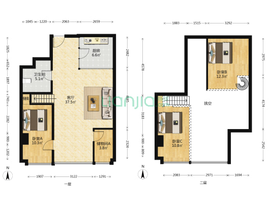 美利国际 3室1厅1卫 92平方