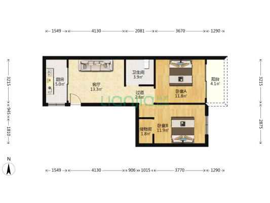 小兜弄 2室1厅1卫 65平方