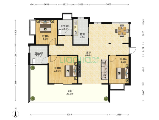 保利崖州湾观海 3室1厅2卫 130平方