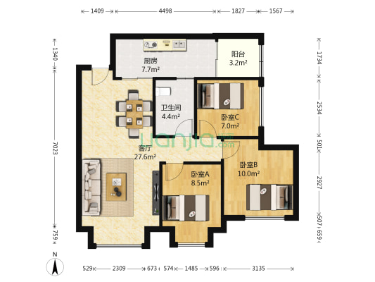 幸福满庭 3室1厅1卫 81平方