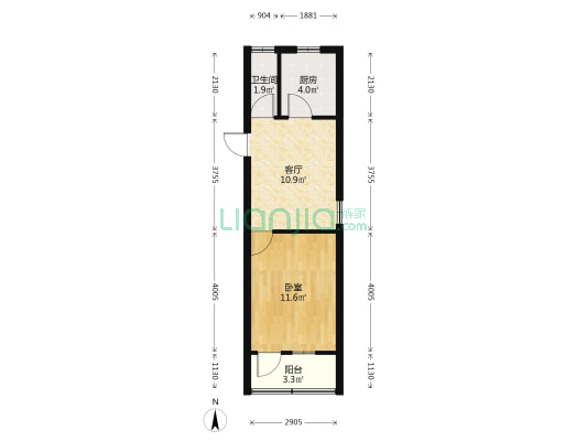 蔡山路29号 1室1厅1卫 44平方