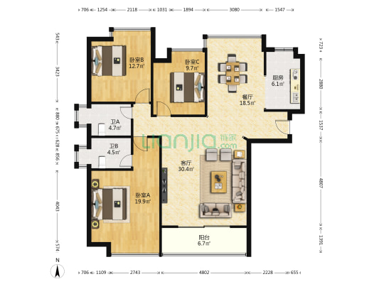 欧柏美地 3室2厅2卫 134平方
