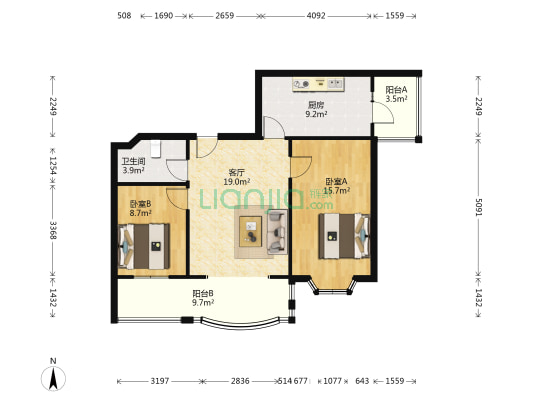 金泰湖滨绿茵 2室1厅1卫 101平方
