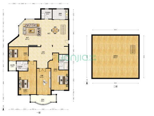 世纪花园 4室1厅3卫 218平方