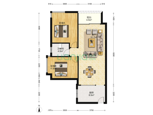 三江苑 2室1厅1卫 88平方
