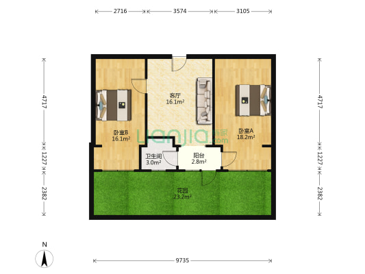 冶金北区 2室1厅1卫 57平方