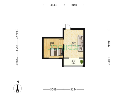 邯山南大街116号院 1室1厅0卫 40平方